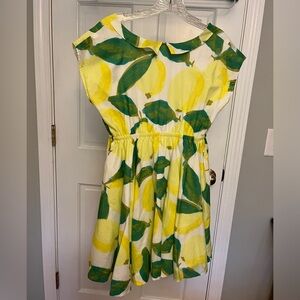 Tea Collection Collared Dress in Lemon Yellow Guava Go Go Size 14 VGUC